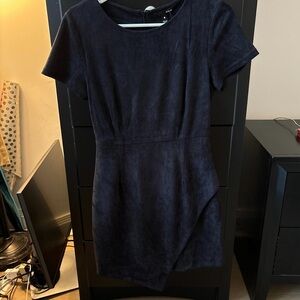 Suede like asymmetrical mini dress
